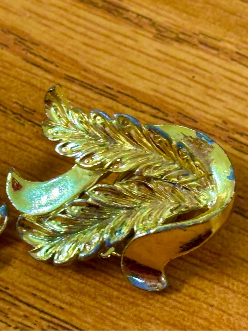 Vintage estate sale Leaf earrings with Iridescent Finish